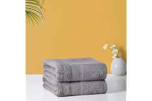 Acanva Organic Cotton Bath Sheets Soft Hotel Spa Bathroom Towel Set, 27" x 54", Grey, 2 Pack