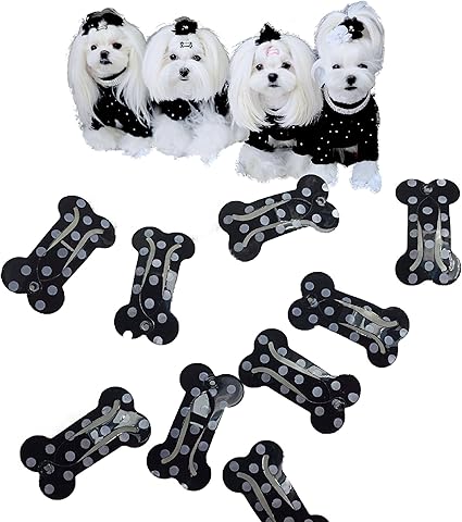 Amazon Com Black With Dots Set Of 12 Bone Snap Clip Plus Free