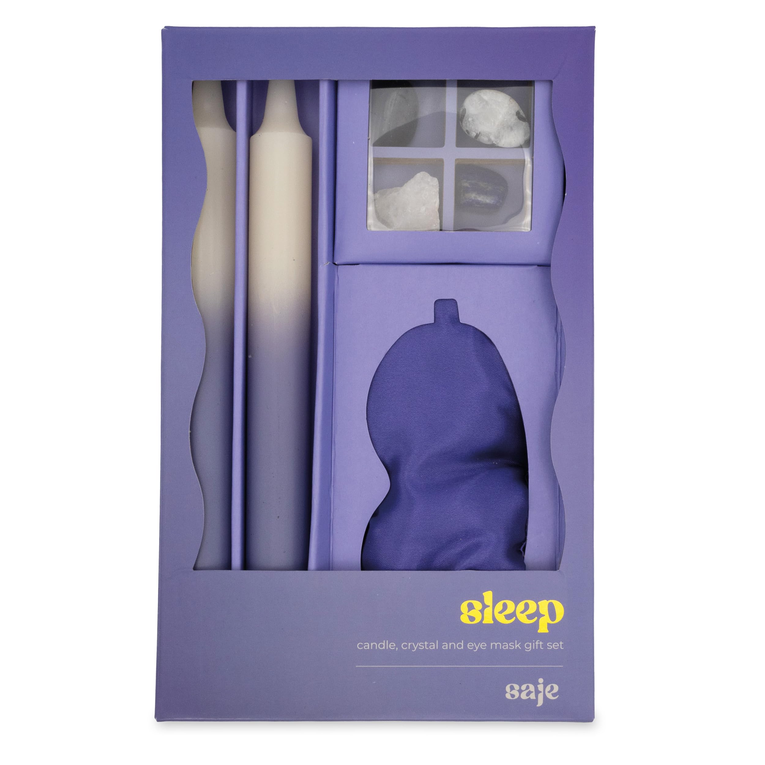 Sleep Candle, Crystal and Eye Mask Set - Includes Two Candles and Four Crystal Stones