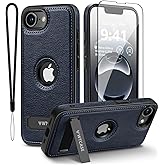 WTCASE Magnetic for iPhone 16e Leather Case,Built-in Invisible Stand [Compatible with Magsafe] Protective Slim Kickstand Phone Cover Compatible with iPhone 16e (2025) 6.1" (Blue)