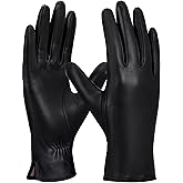 GSG Chrome-free Leather Gloves for Women Warm Cashmere/Fleece Lined Touch screen Nappa Lambskin Driving Gloves