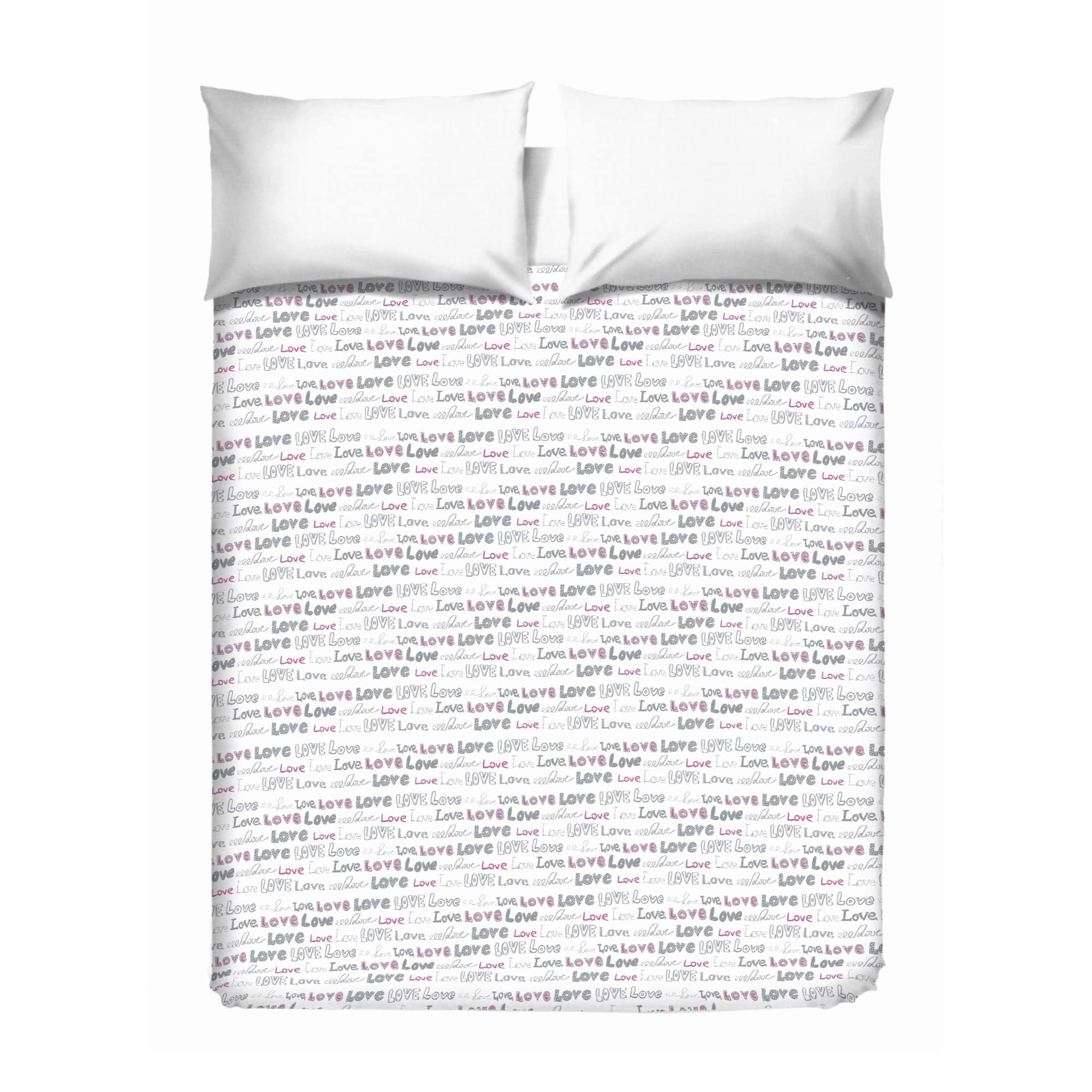 PENSIERI DELICATI Double Bed Cover 260 x 280 cm, Single Sheet 100% Cotton Pique, Ideal as Furnishing Towel, 2 Squares Bed Blanket, Pink Pattern, 100% Made in Italy