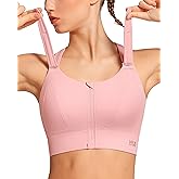 VFUS Zip Front Adjustable High Impact Sports Bras for Women Large Breasts Full Coverage Workout Running Removable Pads