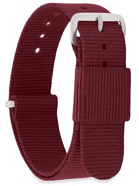 MOMENTO Damen Herren NATO Nylon Ersatz Uhren-Armband Strap mit Edelstahl-Schliesse in Silber