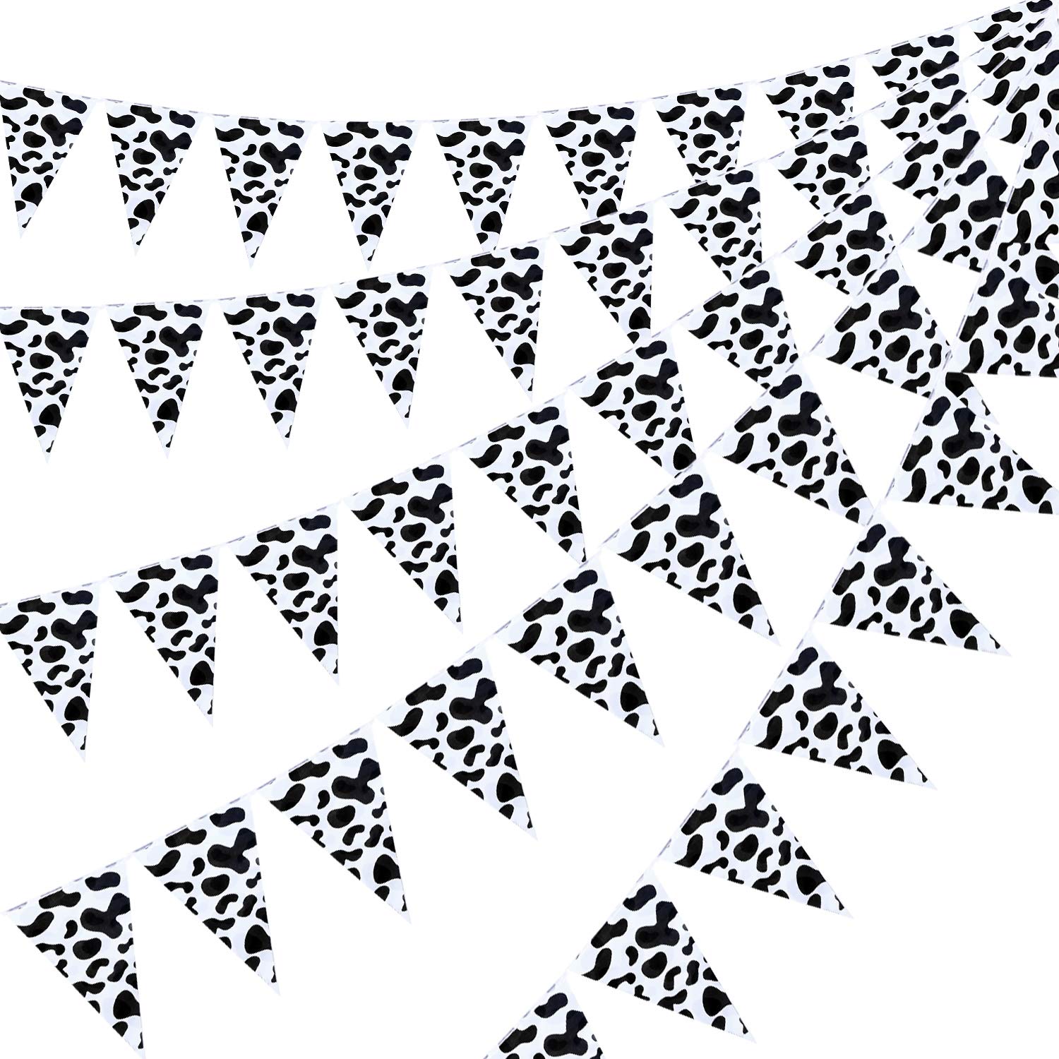 Boao 5 Packs Cow Print Pennant Banners, Black and White, 7.4 x 10.8 Inch, Farm, Western Occasion, Party Banners