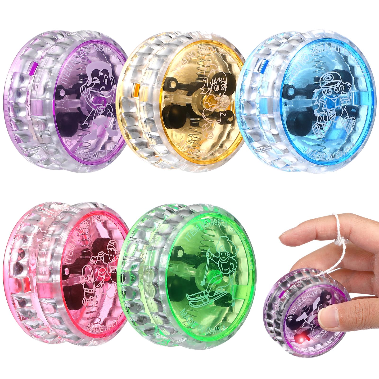 TOYANDONA 5pcs YoYo Toy, Flashing Light Up YoYo Toy LED Yo-Yo Ball for Kids