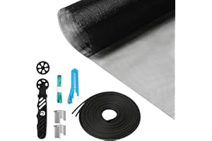 AOPHY Window Screen Repair Kit, 48"x118" Screen Door Mesh Replacement Kit, Durable Fiberglass Black Window Screen kit with Tools, Rolling, Hook, Spline, Clips for Windows Doors Patio and Porch