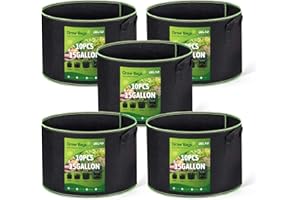 Delxo 10 Pack 15 Gallon Heavy Duty Aeration Fabric Pots Thickened Nonwoven Plant Grow Bags with Handles