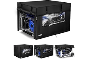 GUYISS Generator covers, PVC transparent visual operation window, 600D outdoor waterproof generator cover, 32*24*24 inches, suitable for most universal 5000-10000 watt generators. black