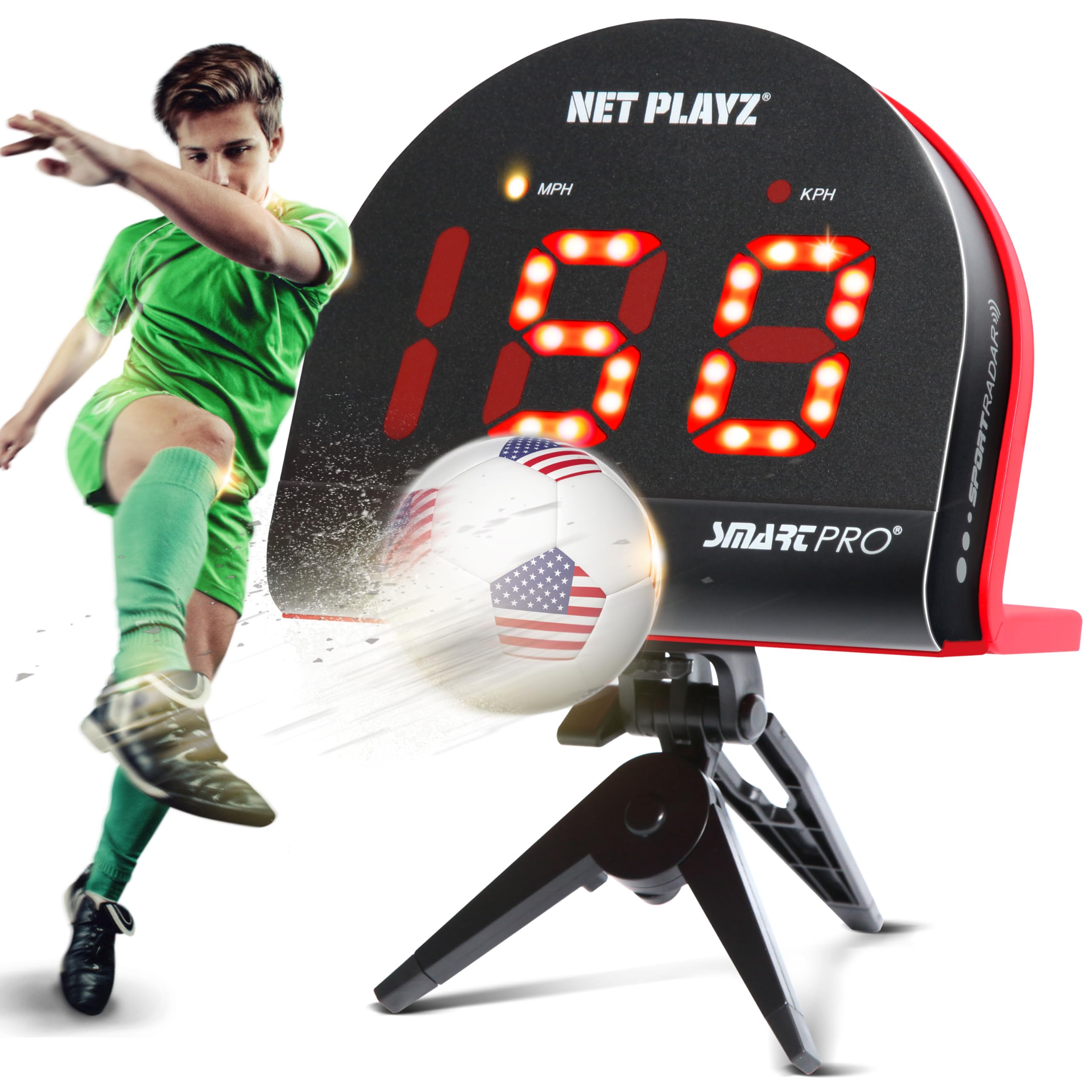 Soccer Radars, Speed Sensors Training Equipment (Hands-Free Radar Guns, Shooting Speed Guns | Soccer Gifts, High-Tech Gadget & Gear for Soccer Players, Black (NIS022132021)