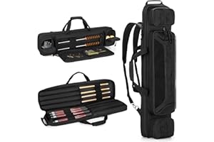 Rexmica 4x4 Pool Cue Case Holds 4 Butts and 4 Shafts, Padded Pool Cue Bag Backpack with Handles and Detachable Shoulder Strap