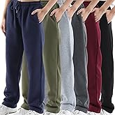 Chicingyou 6 Pcs Boys Fleece Sweatpants Youth Joggers & Open Bottom Athletic Pants Kids Warm Active Sweatpants Sizes 6-16
