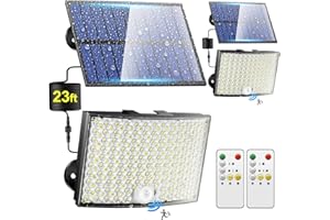COOLNIGHT Solar Flood Lights Outdoor, [268LED/7M/5 MODES/2PCS]Solar Motion Lights Outdoor Waterproof, REMOTE+IP65+ 8-12H USE Luces Solares para Exteriores Lámparas Solares para Exteriores,Yard,Doorway,Garage