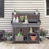 Yaheetech Garden Potting Table Wood Bench with Removable Sink & Shelves view 9