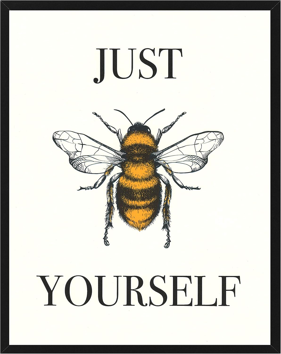 Signature Studios Just Be Yourself Motivational Wall Art Honey Bee Print 8x10