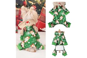 FURRYMONG Dog Christmas Pajamas Fleece Dog Christmas Sweater, Warm Reindeer Onesies Dog Christmas Outfit, Dog Winter Clothes for Small Dogs Girl Boy Pet Cat Pjs Xmas Puppy Clothes Doggie Jammies, X-Small