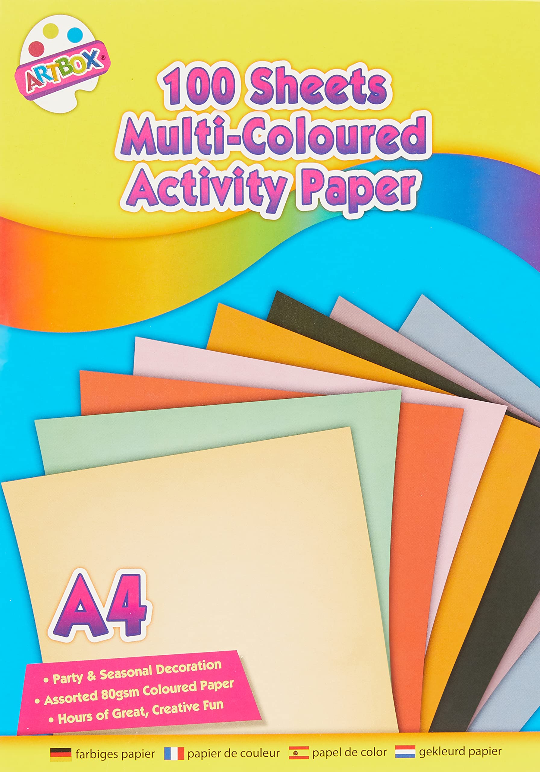 ArtBox A4 Activity Paper - Assorted Colours (Pack of 100 Sheets)