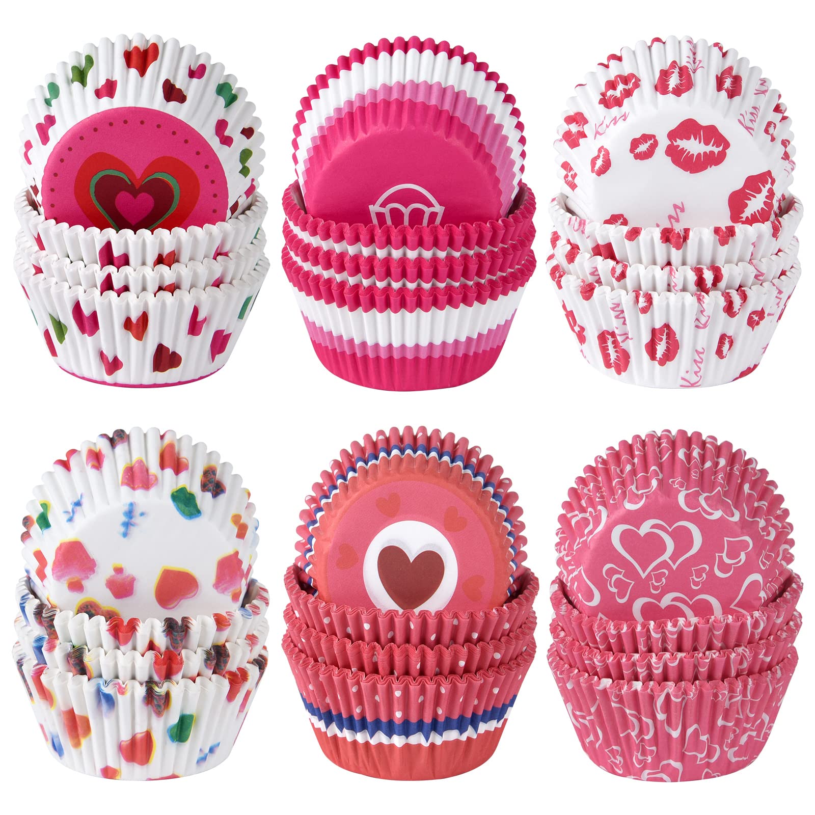 ELECLAND 600 Pcs Valentine's Day Cupcake Liners Baking Muffin Paper Cups Cases Baking Cups Wrappers Decorations for Party Supplies (Heart)
