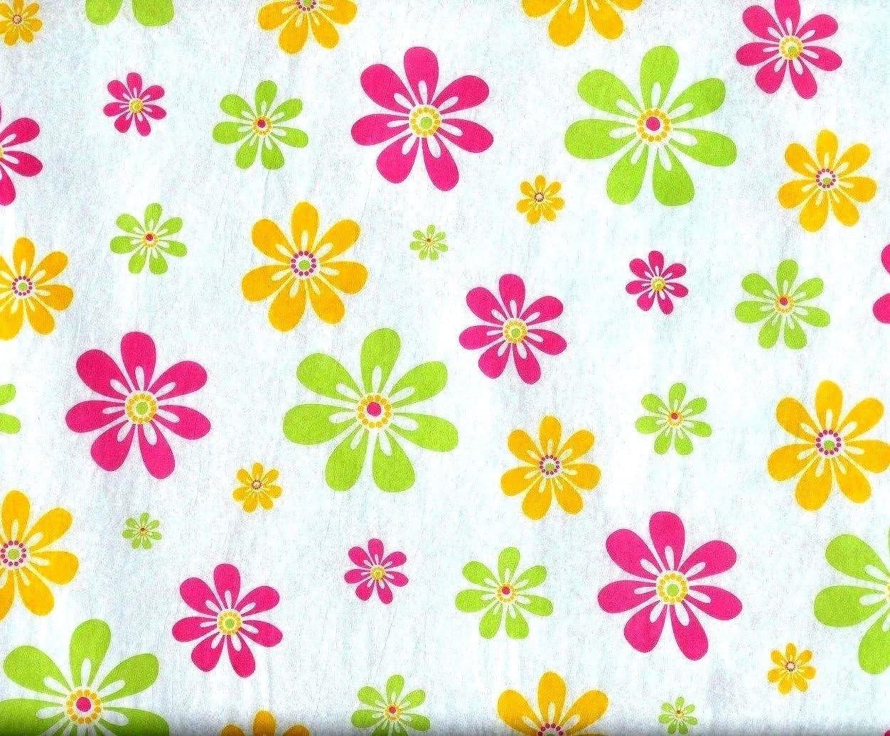 10 Large sheets Tissue Paper Pretty Daisy Flowers on White Gift Wrapping Supplies Tissue Sheets Party Supply 20" x 30" each