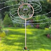 34" Tall Copper-Coated Stainless Steel Garden Sprinkler, 360&deg; Rotating Decorative Ornamental Sprinkler for Lawn, Yard &amp; Landscape Watering (Frog)