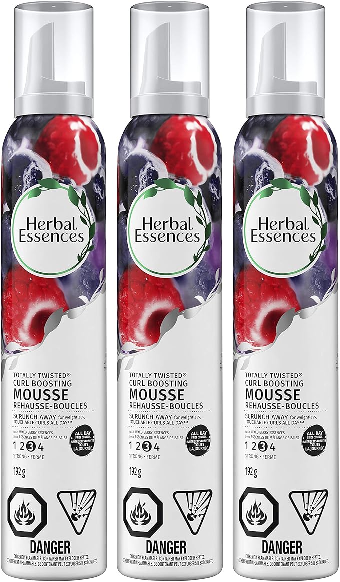 Herbal Essences Totally Twisted Curl Boosting Hair Mousse With Mixed Berry Essences, (triple