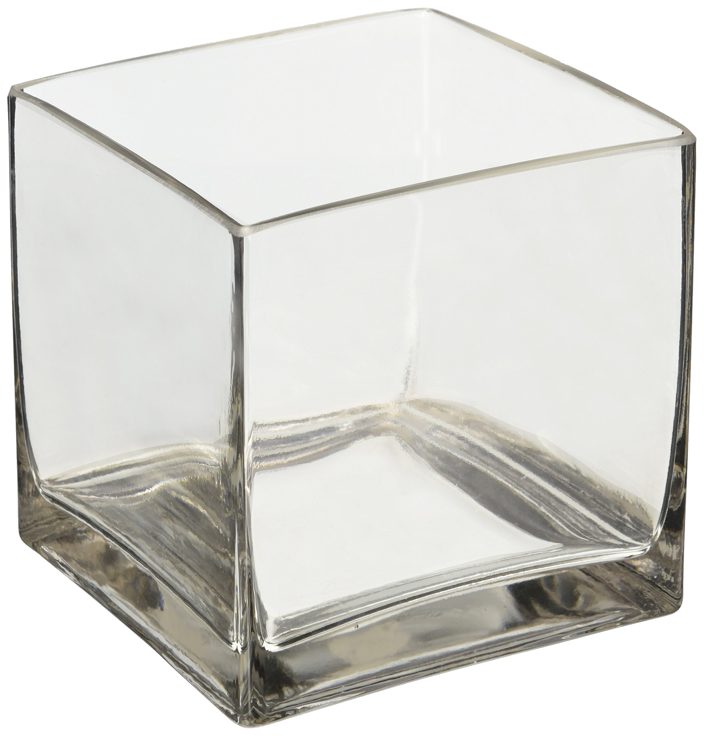 6" Square Glass Vase 6 Inch Clear Cube Centerpiece 6x6x6