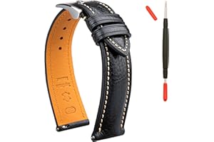 Gomvadr Italian Leather Watch Band Tuscany Natural Vegetable-Tanned Top Grain Genuine Leather Strap,16mm 18mm 19mm 20mm 21mm 22mm XL XXL Quick Release Replacement Watch Bands for Men and Women Thick and Soft