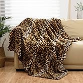 Bnuitland Leopard Print Fleece Flannel Twin Size Blanket, Super Soft 300 GSM Double Sided for Bed Sofa Couch Travel, Fuzzy Fluffy Cheetah Print Blanket for Adults and Kids, 60x80inch