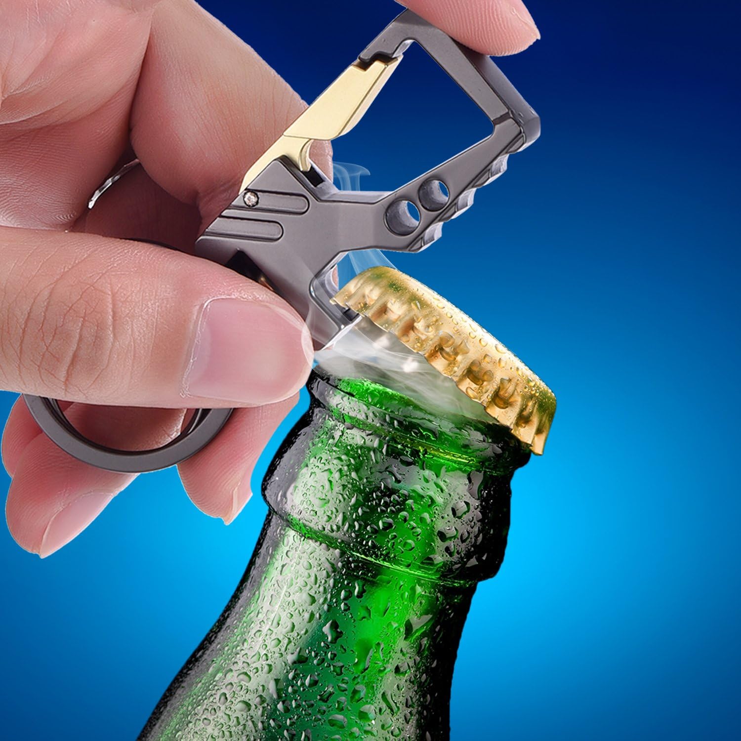 2 Pack Car Key Chain Bottle Opener Keychain for Men and Women (Gun and Gold): Automotive