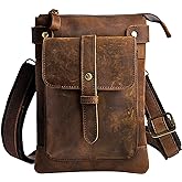 Le'aokuu Mens Genuine Leather Fanny Small Messenger Shoulder Satchel Waist Bag Pack 8711