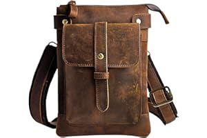 Le'aokuu Mens Genuine Leather Fanny Small Messenger Shoulder Satchel Waist Bag Pack 8711