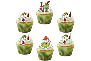 LCINGTIFY 50 PCS Edible Merry Christmas Cupcake Toppers Wafer Paper Green Monster Hand Cake Toppers Love Theme Christmas Birthday Decorations for Green Monster Theme Baby Shower Birthday Decorations Supplies
