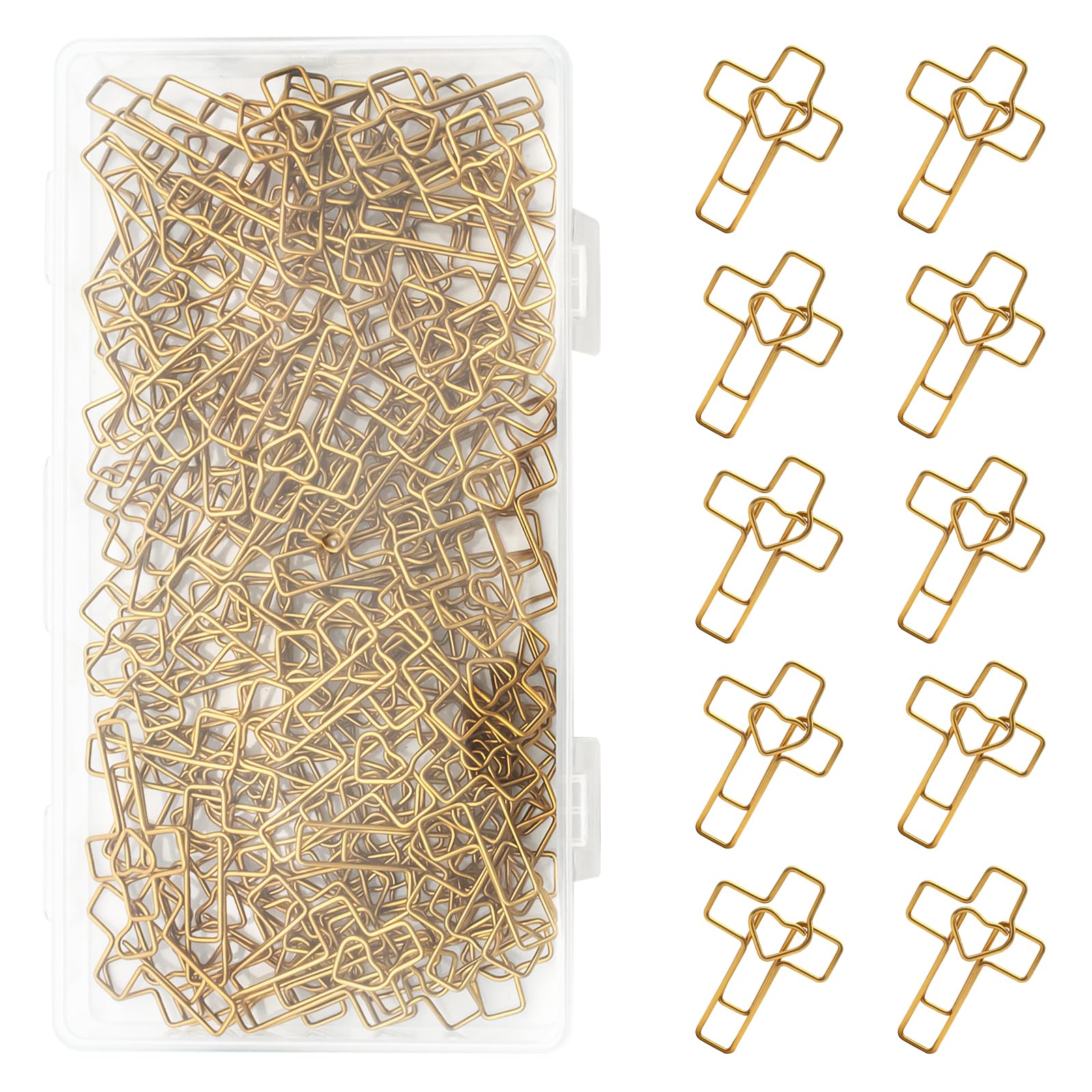 Photo 1 of 100 PCS Gold Heart Cross Paper Clips, Christian Bible Paper Clips Clamps, Bible Study Supplies for Office School Home Use