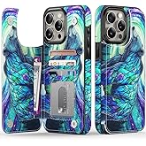 FUNMIKO for iPhone 15 Pro Max Wallet Case with Card Holder, RFID-Blocking, Military-Grade Protection & UV-Printed Artwork, Magnetic Closure with Leather Kickstand - Prismatic Aurora Bear