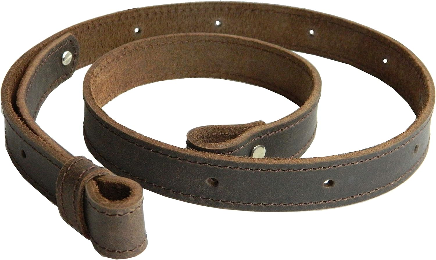 Rifle Leather Sling 1 inch Brown Wide Vintage Crazy Horse Stitched