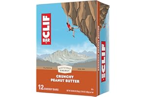 CLIF BAR - Crunchy Peanut Butter - Made with Organic Oats - Energy Bars - Non-GMO - Plant Based Protein Bars (12 Pack)