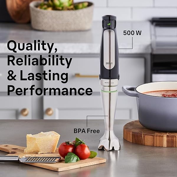BRAUN MULTIQUICK 7 3-IN-1 IMMERSION BLENDER WITH FOOD PROCESSOR – POWERFUL HANDHELD ELECTRIC STICK – EMULSIFIER FOR CHOPPING, BEATING & WHISKING – IDEAL FOR SOUP, PUREE, SMOOTHIES & MORE