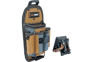 MELOTOUGH 7-Pocket Technician Pouch-Small Pocket Tool Belt Pouch with Belt Clip,Clip on Larger Pockets & Loop, Clip on-Tool Holder Accessory