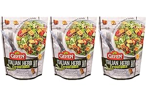 VALUBNDL: Gefen Italian Herb Salad Croutons – 3 Pack (147g Bags) – 441g Total Bulk Supply – Savoury Breadcrumb Topper – Vegan