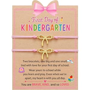 PINKDODO Bow Bracelet for Mom Daughter First Day of Kindergarten Prek Gifts