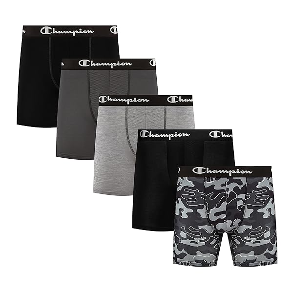 CHAMPION MEN’S PERFORMANCE BOXER BRIEF- 5 PACK
