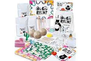 FosterToys™ Air Dry Clay Pottery Kit for Beginners | DIY Clay Kit for Adults, Sculpting Tools Set & Step-by-Step Guide, 12 Paints, Paintbrush, Varnish, Sponge, Kids Teen Party Birthday Holiday Gift