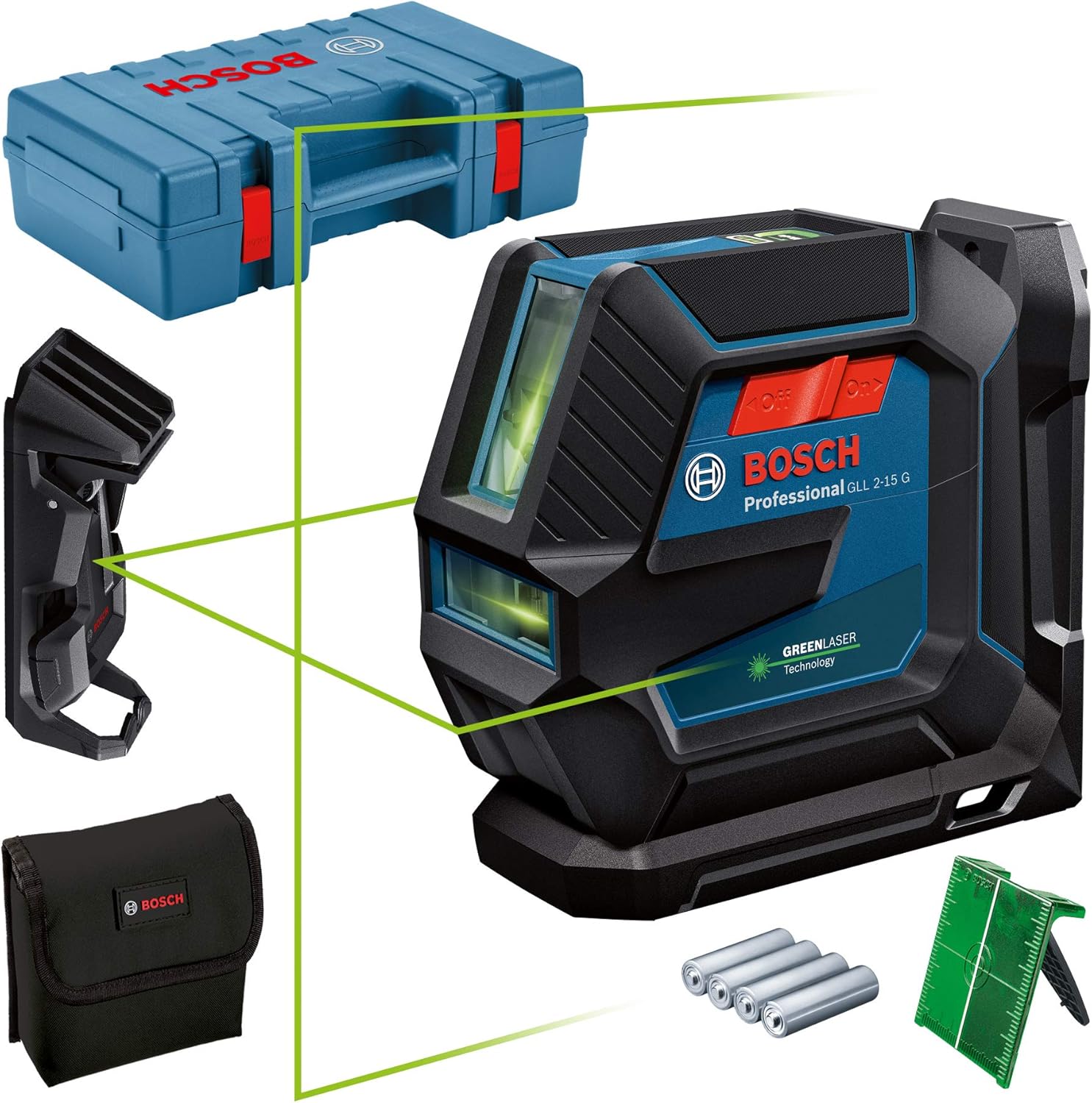 Bosch Professional Nivel Láser de interior GLL 215 G (láser verde, soporte LB 10, soporte para Bosch Professional Nivel Láser de interior GLL 215 G (láser verde, soporte LB 10, soporte para