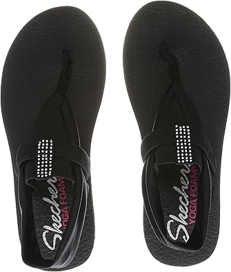 Amazon.com | Skechers Cali Women's Meditation Slingback Yoga Flip-Flop, Black Gem, 10 M US 
