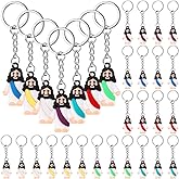 Sumind 24 Pcs Jesus Figurine Christian Keychain Religious Keychain Bulk Classic Christian Rings for Christ(White Skin Classic,Multicolor)
