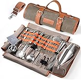 Etens Travel Bartender Kit – 22-Pcs Bartending Kit with Bar Tools Bartender Accessories, Waxed Canvas Tool Bag – Professional
