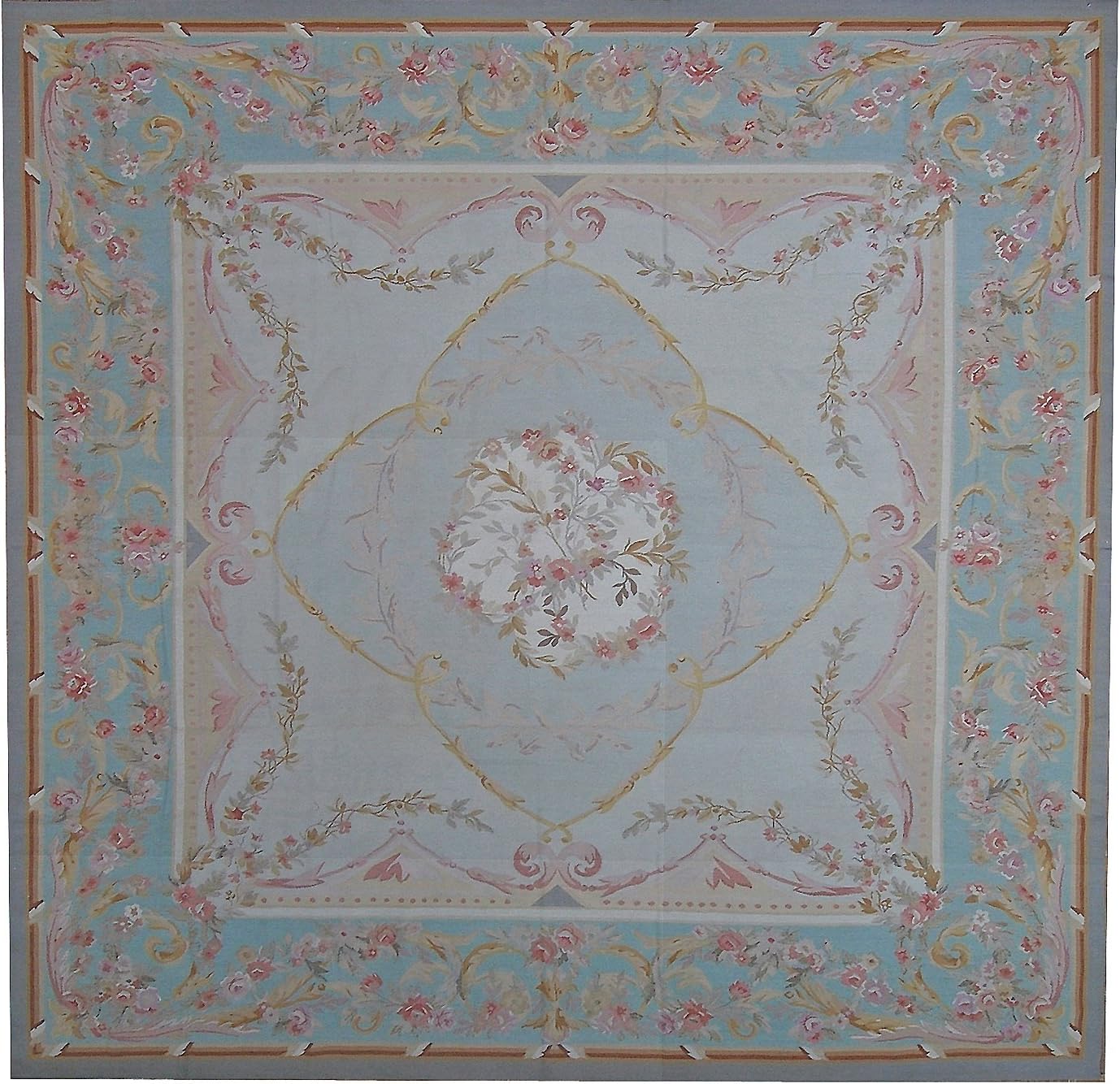 Pasargad Aubusson Hand-Woven New Zealand Wool Area Rug- 10' 8" X 10' 8"
