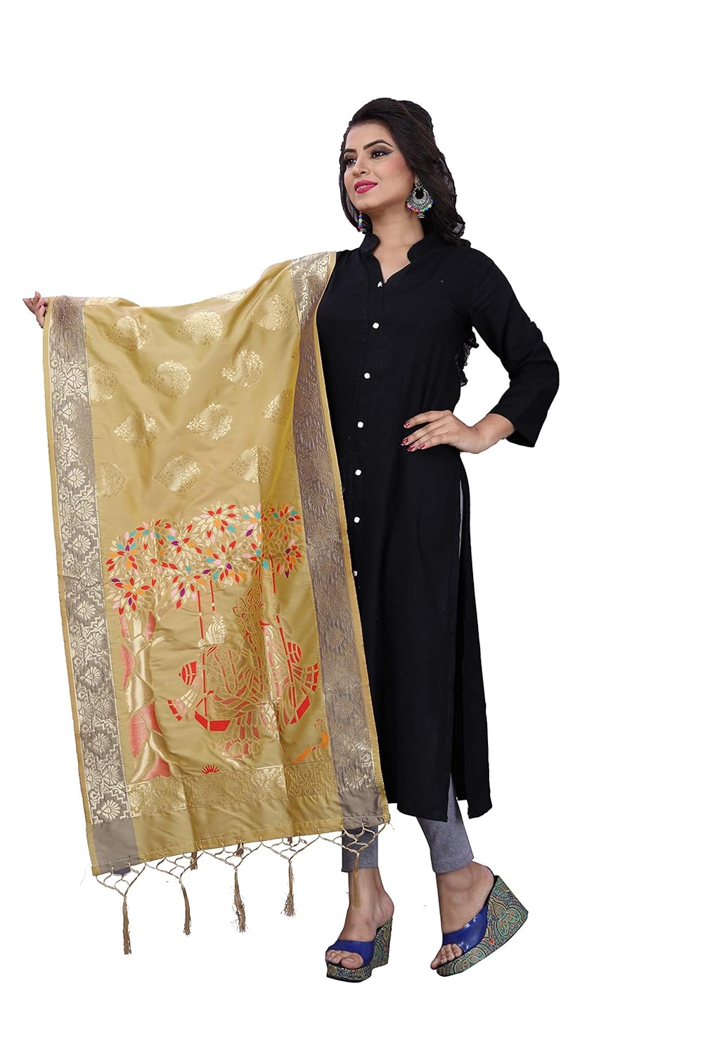 banarasi mode banarasi silk dupatta radha krishna pink rani