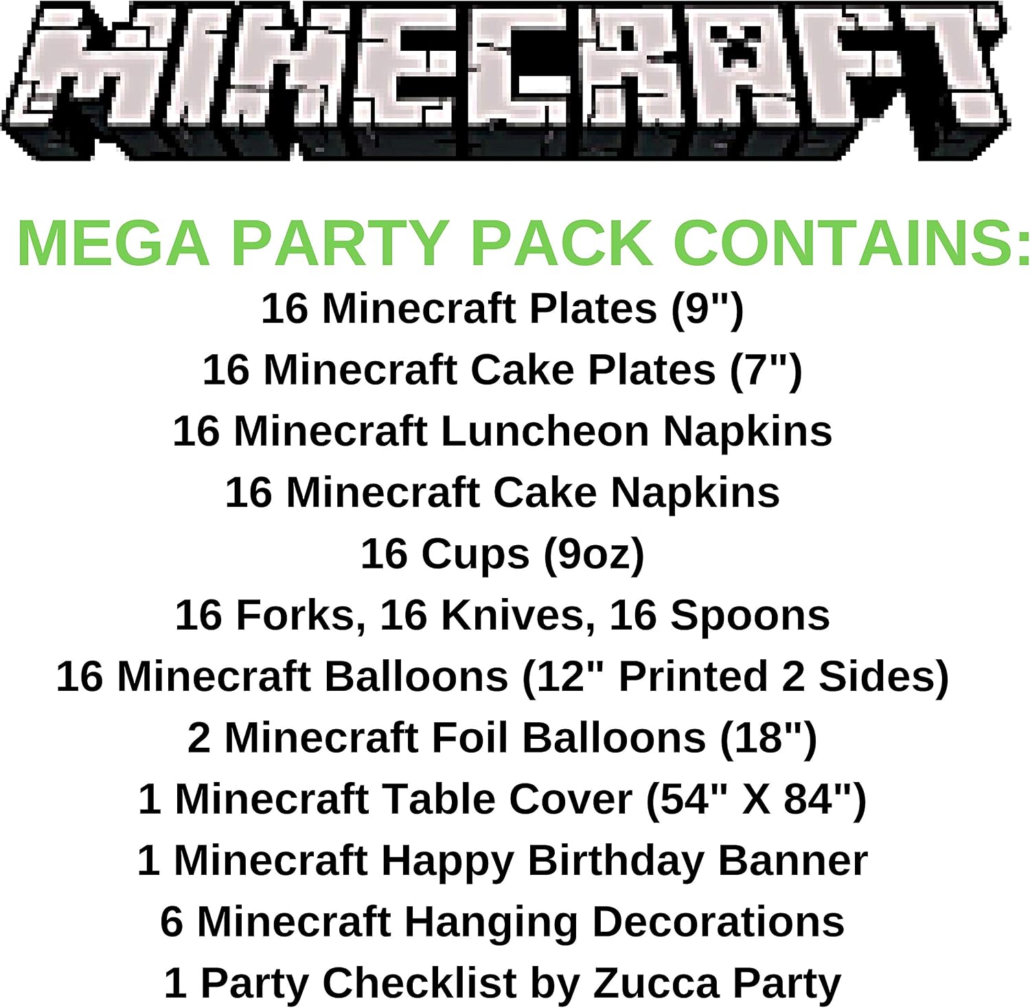 Amazon Com Minecraft Birthday Party Supplies Pack For 16 Guests