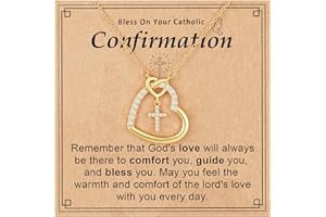 Lydow Cross Necklace for Girls Daughter Granddaughter, Graduation First Communion Confirmation Christian Religious Catholic Gifts 16 + 3 Inches